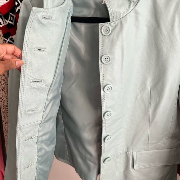 Chadwicks Mint Green Green Leather Jacket Size 14 - Picture 15 of 16